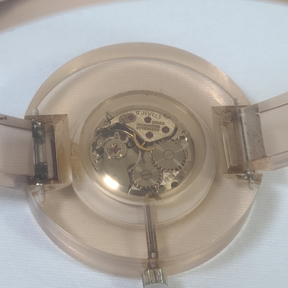 Rare Vintage Gucci Italy Women's Swiss Made Lucite Bangle Manual Wind Up Watch - Picture 9 of 14